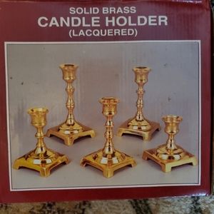 Set of 5 Laquered Solid Brass Candle Holders